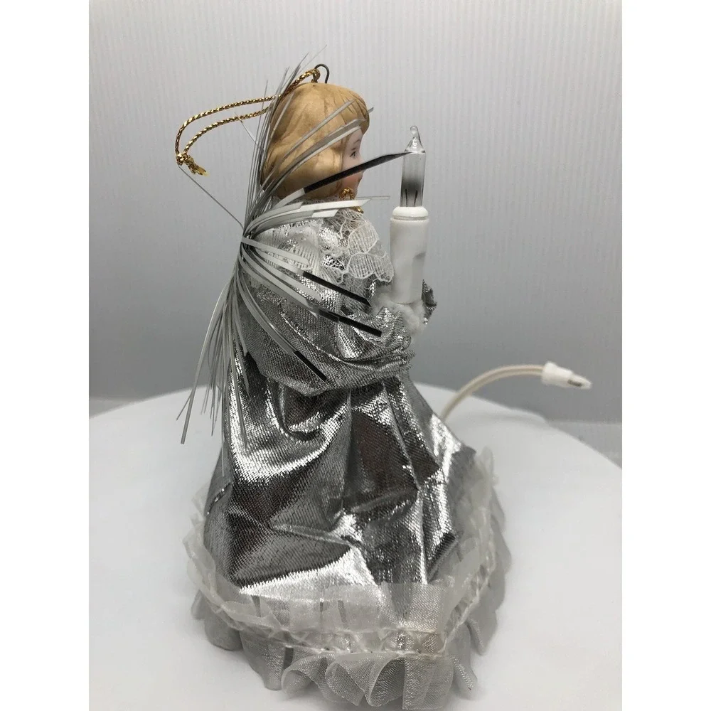 Christmas Ornament Victorian‎ Silver Angel Light Plug Into String of Lights